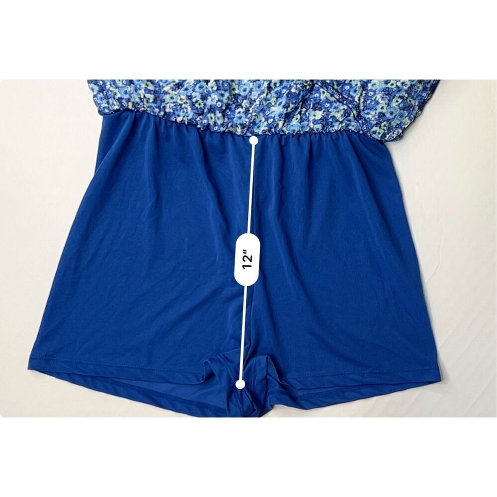 Zara Tiered Blue Floral Off the Shoulder Jumpsuit Romper MEDIUM Preppy Ruffles - Picture 10 of 13